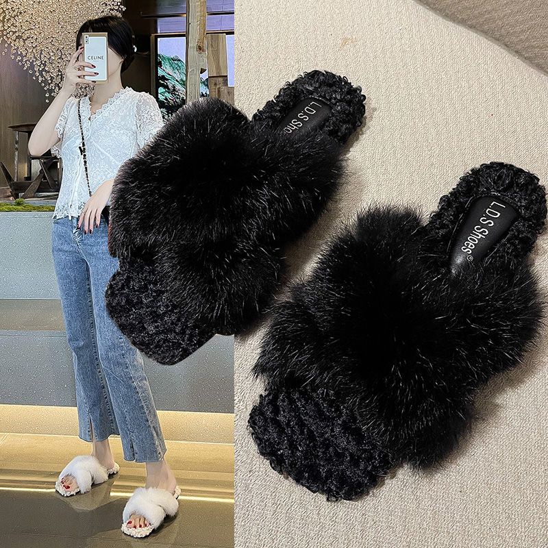 Dép Lông Cừu Đế Dày Thời Trang Thu Đông 2022 Mới Cho Nữ