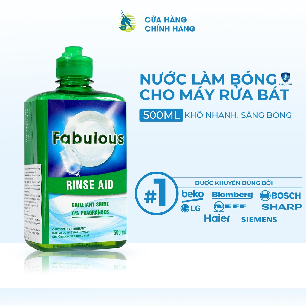 Nước Làm Bóng Chén Bát Fabulous Rinse Aid Chuyên dùng cho máy rửa bát Fabulous nhập khẩu chính hãng chai 500ml