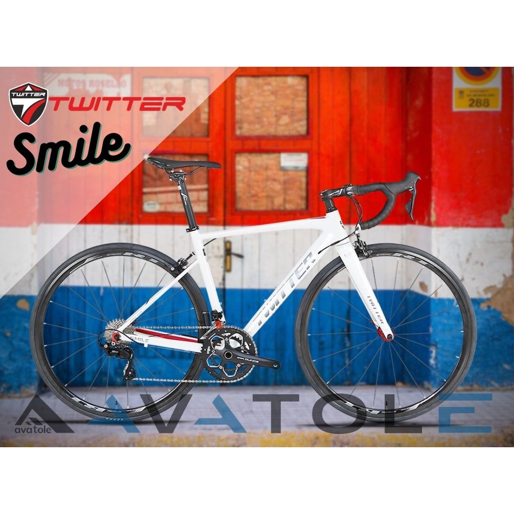 Xe đạp đua Twitter Smile, Khung sườn hợp kim nhôm AL7005, phanh chữ C Retrospec, Chuyển số Shimano Claris R2000, trắng