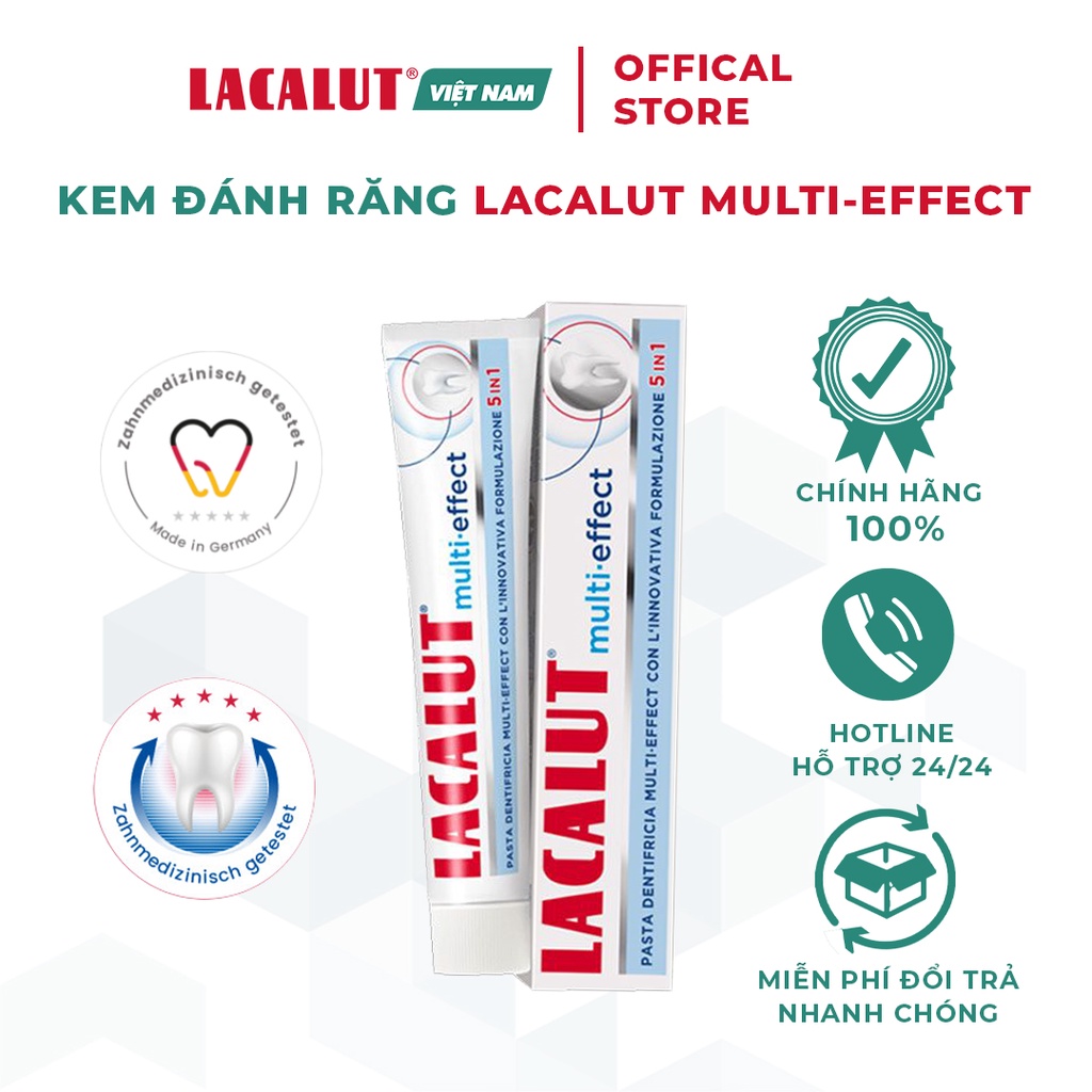 Lacalut Multi-Effect - Kem Đánh Răng Toàn Diện 5in1 Chống Tụt Lợi, Ngừa Viêm Nướu, Làm Chắc Răng | Nhập Khẩu CHLB Đức