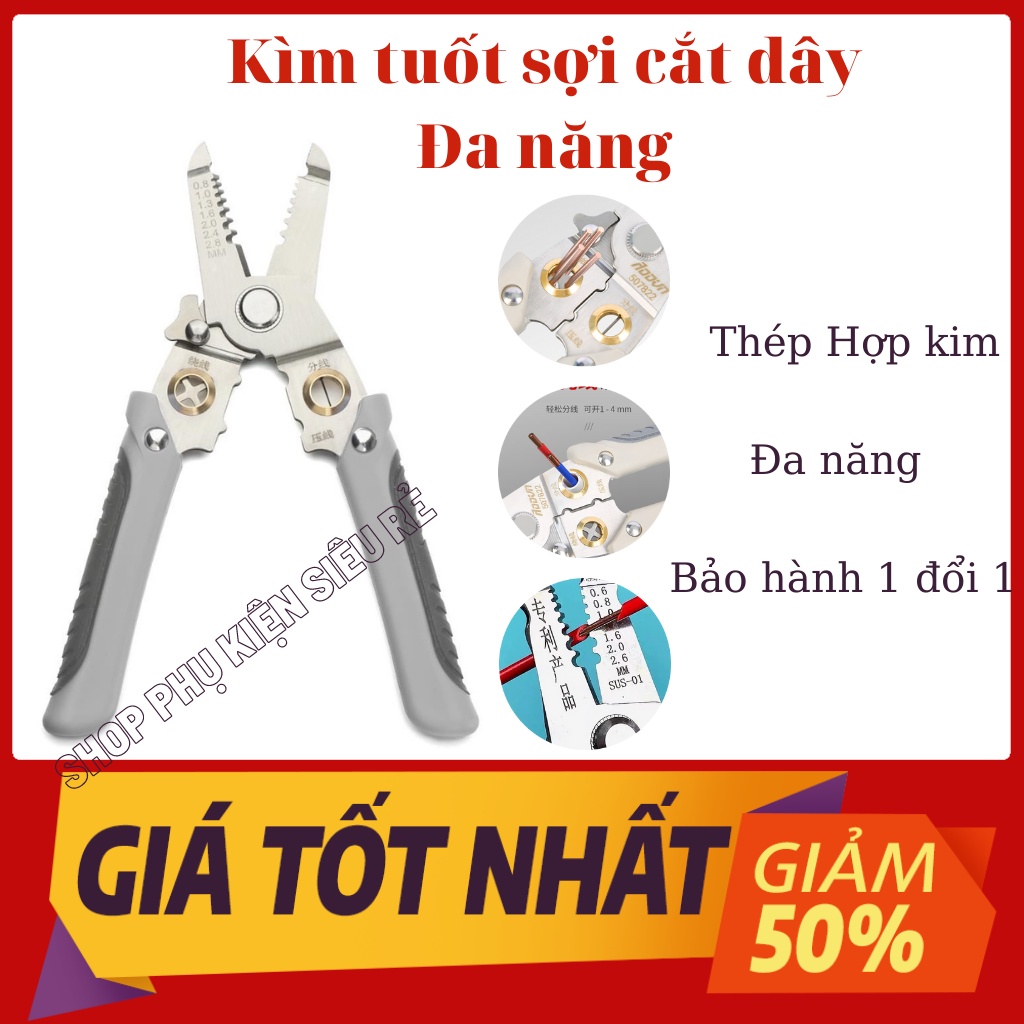 Kìm Tuốt sợi Cắt dây Đa năng 9 trong 1 bằng thép hợp kim cao cấp