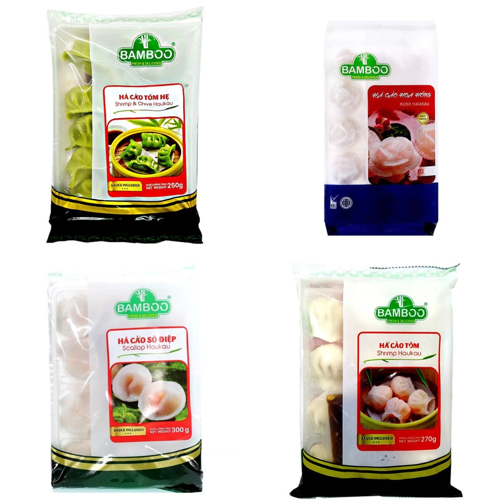 Há Cảo Tôm/Tôm Hẹ/Sò Điệp/Hoa Hồng/Hoành Thánh/Bán Cuốn BAMBOO Gói 300G Mix Vị