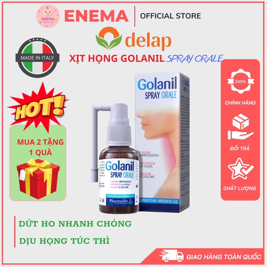 Xịt Họng Fitobimbi Golanil Spray Orale Giảm Đau Nóng Rát Họng Bảo Vệ Tăng Đề Kháng Đường Hô Hấp chai 30ml