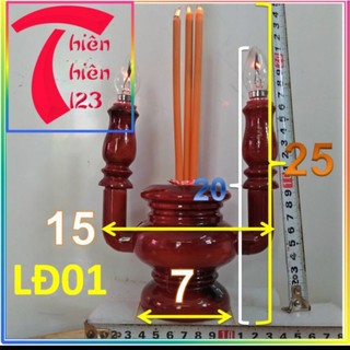 Lư nhang điện cày gỗ tràm trang trí phòng thủy bàn thờ cúng có bóng đèn
