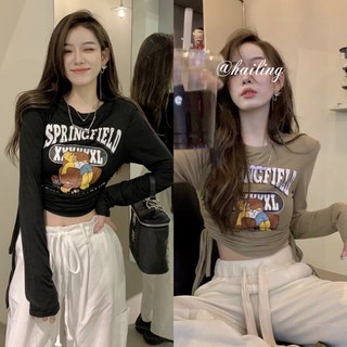 Áo croptop thun borip rút hông td