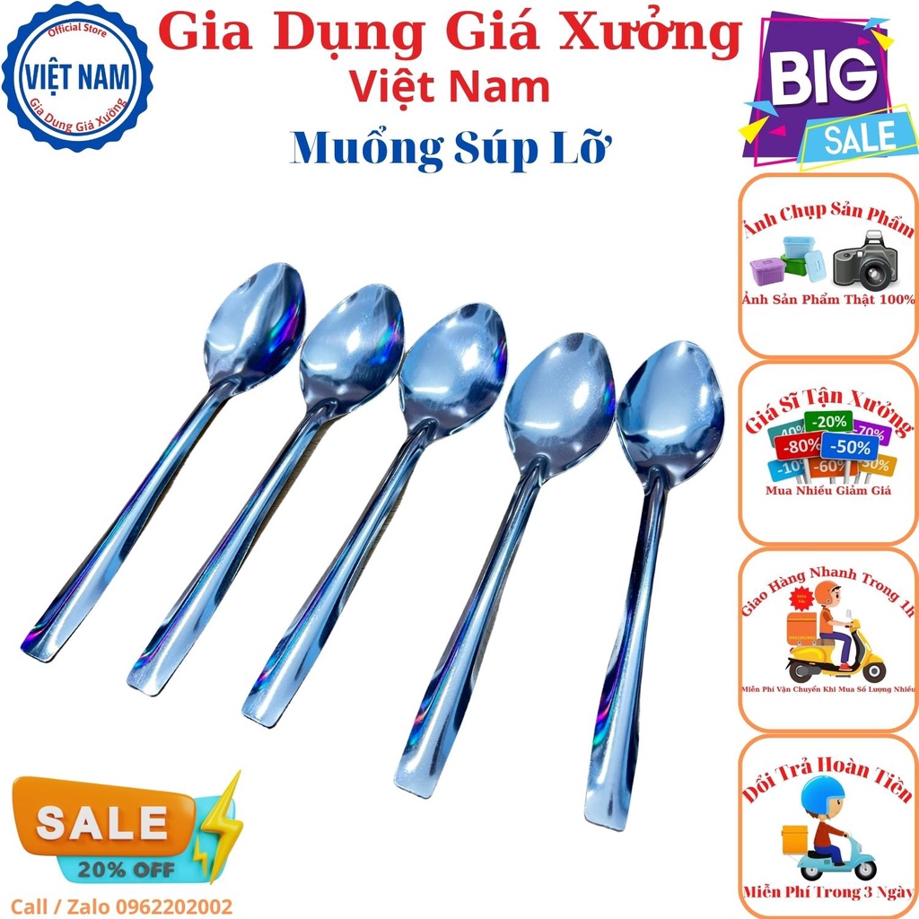 Muổng Súp Lỡ Inox 304 - Loại 2 Thông Dụng Thị Trường - Giá Rẻ - Bảo Hành Vĩnh Viễn