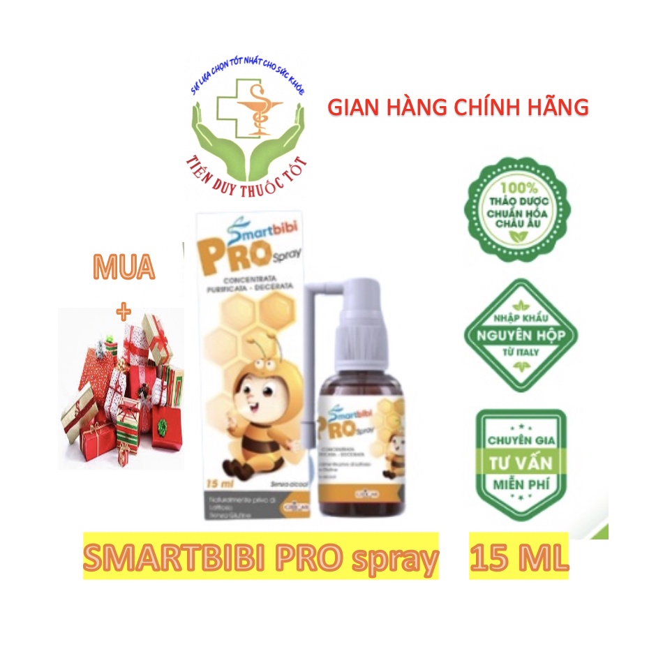 Smartbibi Pro Spray -Giúp Tăng Cường Sức Khỏe Đường Hô Hấp Trên, Làm Dịu Họng, Giảm Đau Họng Cho Bé (15ml)