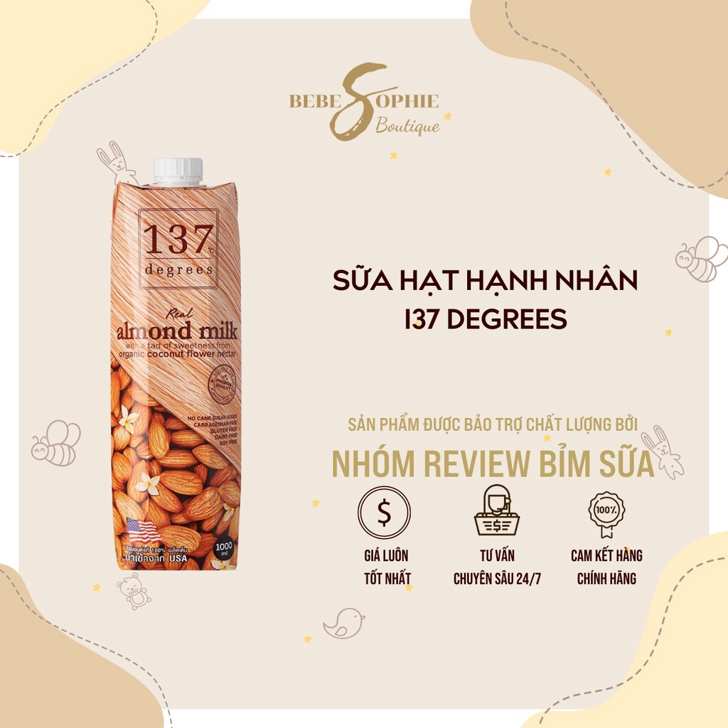 Sữa Hạt HẠNH NHÂN Nguyên Chất 137 DEGREES Thơm Ngon - Hộp 1L
