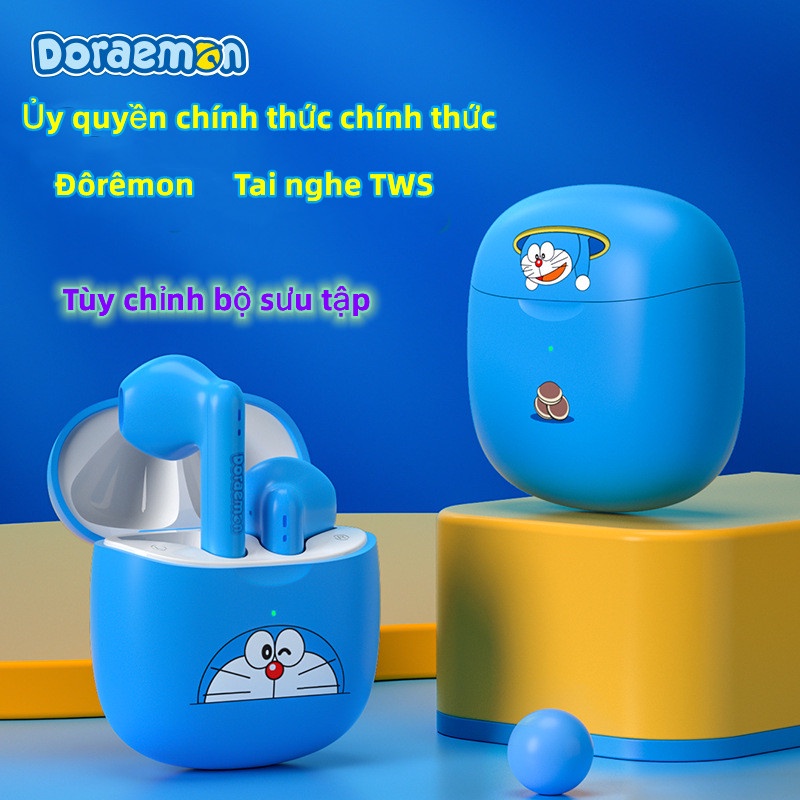 Tai nghe Bluetooth Doraemon Tai nghe Bluetooth không dây Tai nghe dễ thương Tai nghe Bluetooth TWS retro Tai nghe nhét trong tai Tai nghe TWS mini Tai nghe âm thanh nổi Binaural tai nghe bluetooth gaming