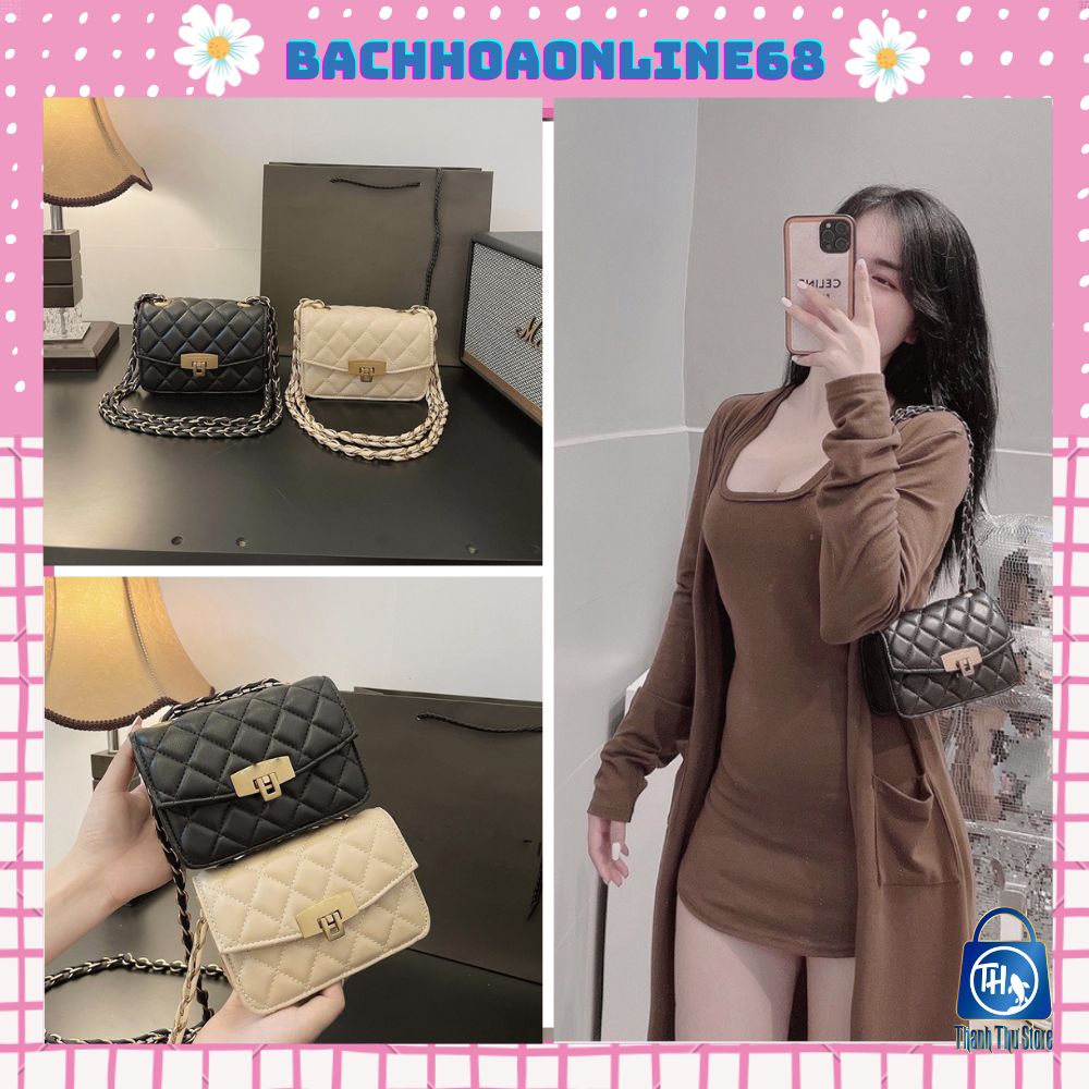 Túi đeo chéo nữ mini giá rẻ đẹp đi chơi thời trang Hàn Quốc dễ thương trần trám khóa gập size 16 Bachhoaonline68 645