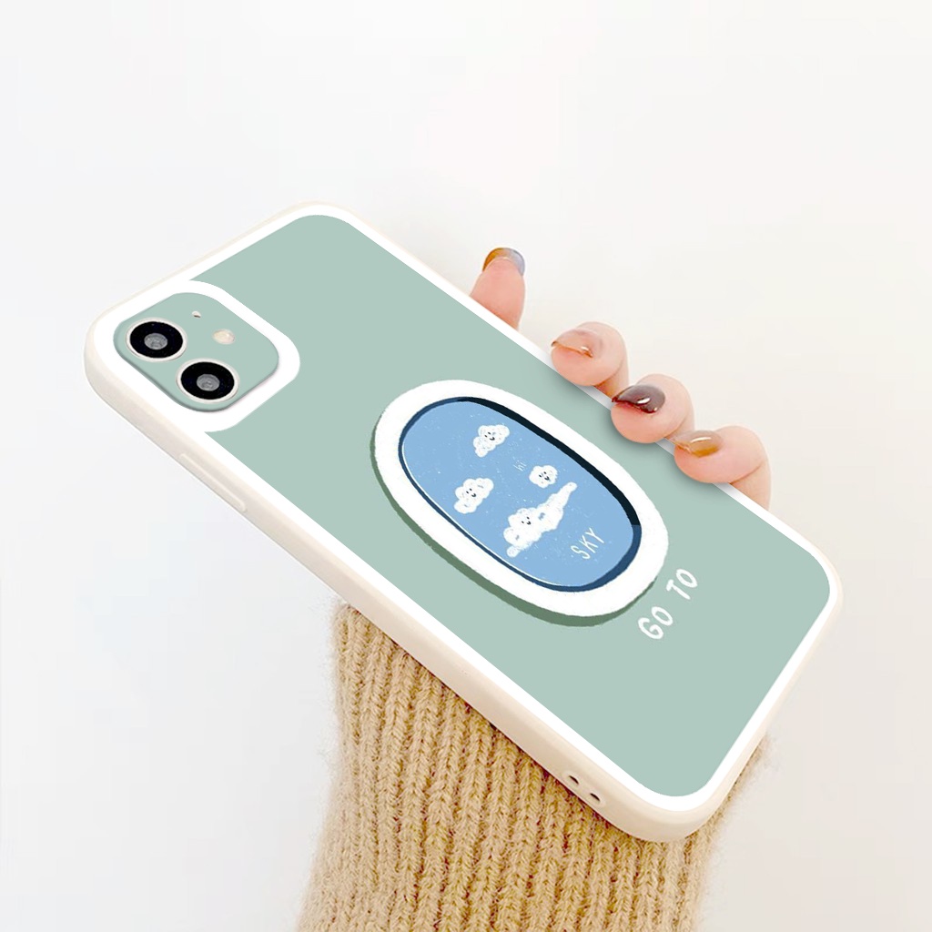 Ốp iphone - Ốp lưng iphone cạnh vuông bảo vệ camera mây trắng cute dành cho ip 6 đến 14promax - ng319
