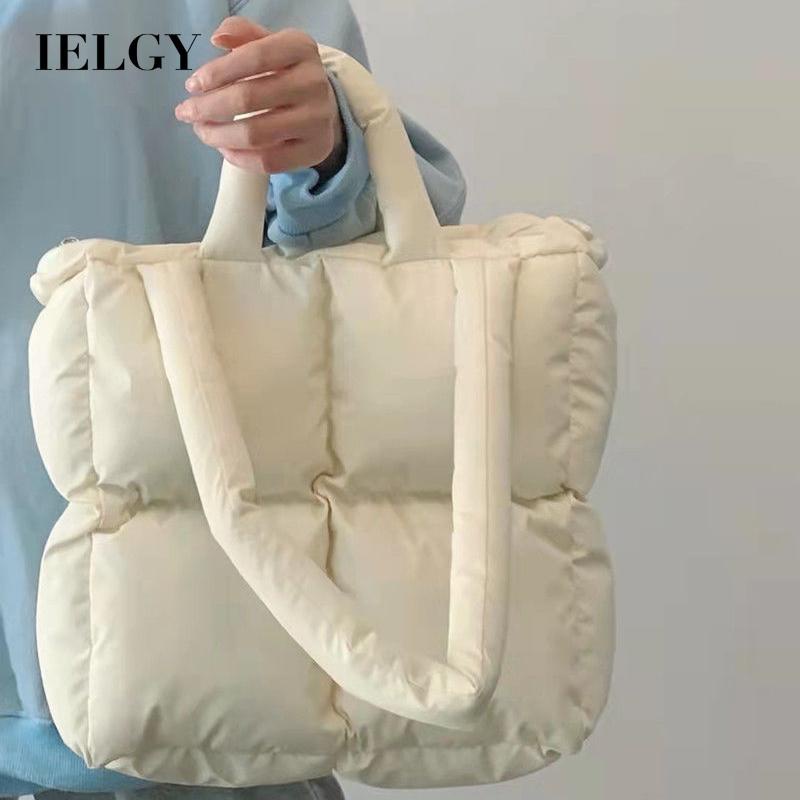 IELGY Niche Túi tote cotton Mềm Mại Hình Vuông Họa Tiết Kim Cương Dành Cho Nữ