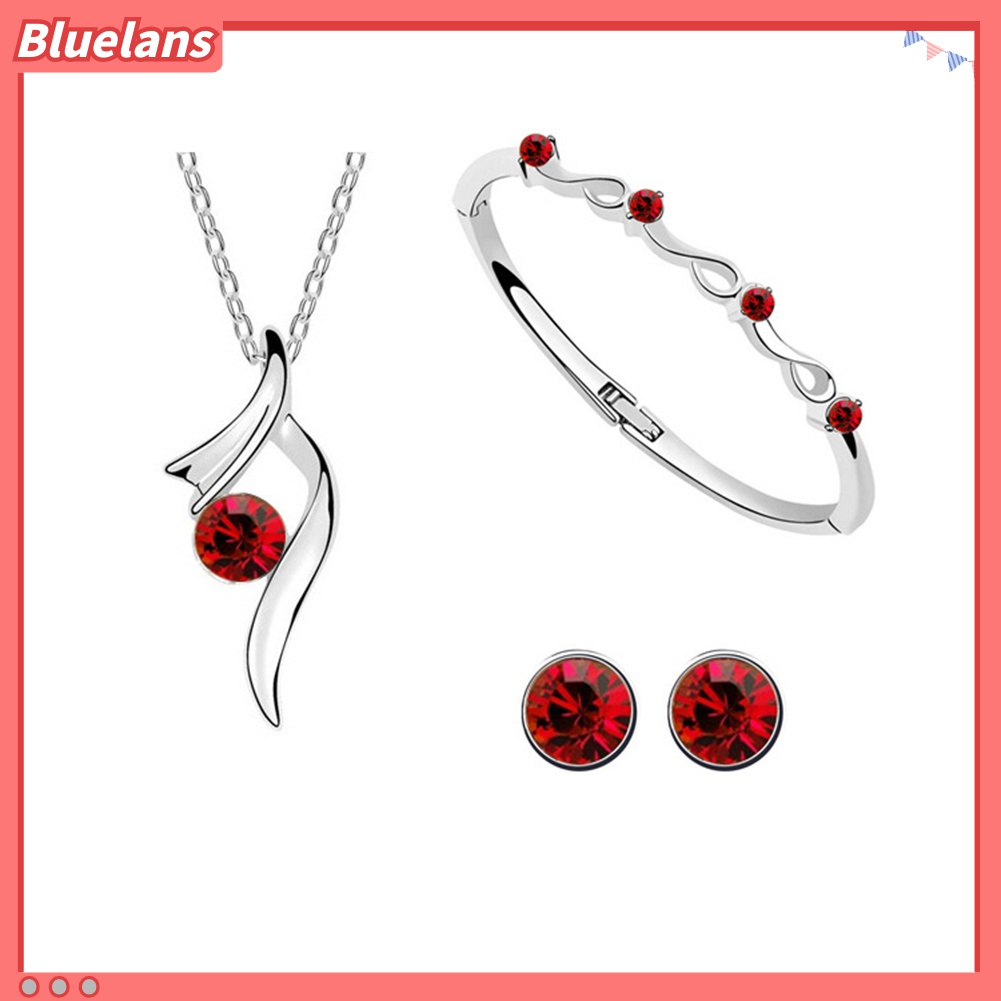 Bộ Trang Sức Mạ Bạc Đính Đá Sang Trọng 48h