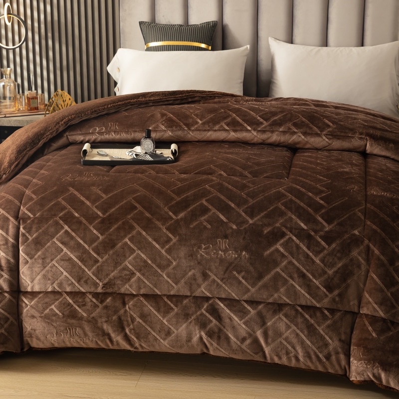 Chăn lông cừu mềm mướt RENOWN hàng xuất châu âu kích thước đại 2m2x2m4 nặng 5kg siêu ấm siêu giữ nhiệt hoạ tiết sang