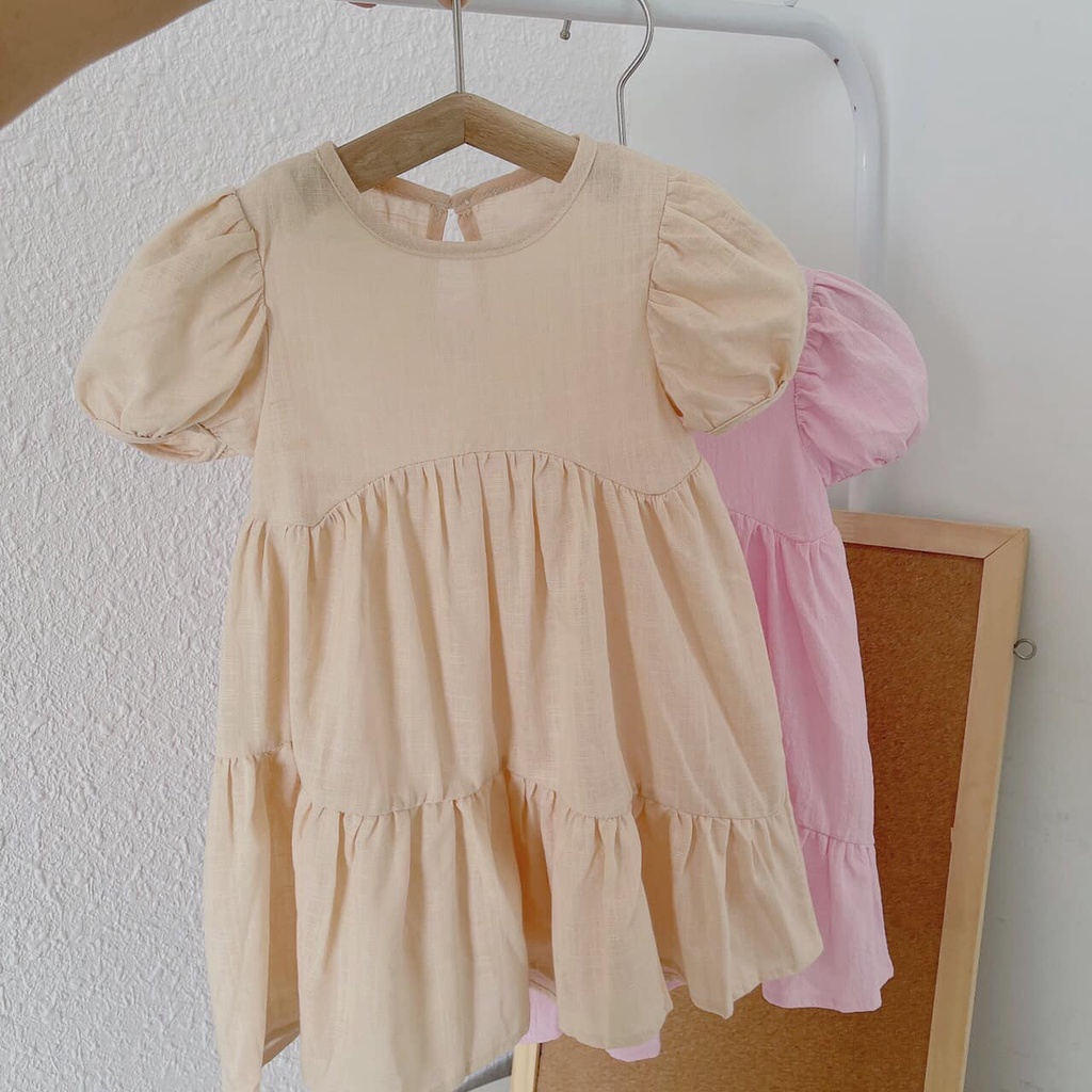 Váy thô tay bo phồng Mozi cho bé