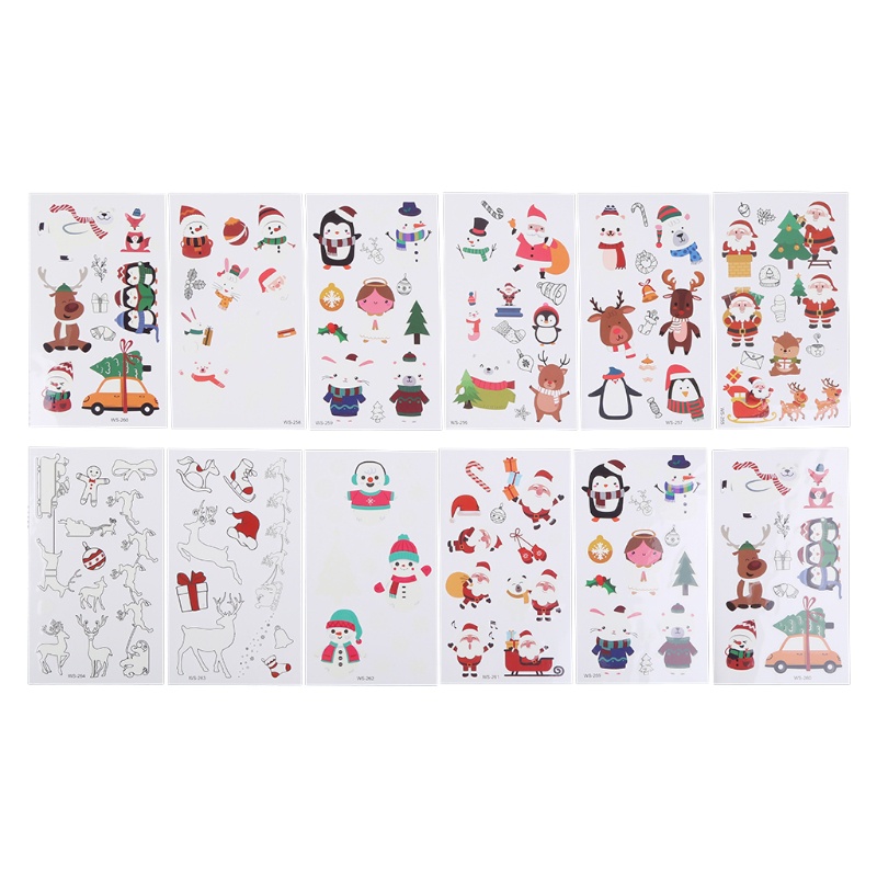Set 10 Sticker Phản Quang Dán Trang Trí Giáng Sinh Chống Nước