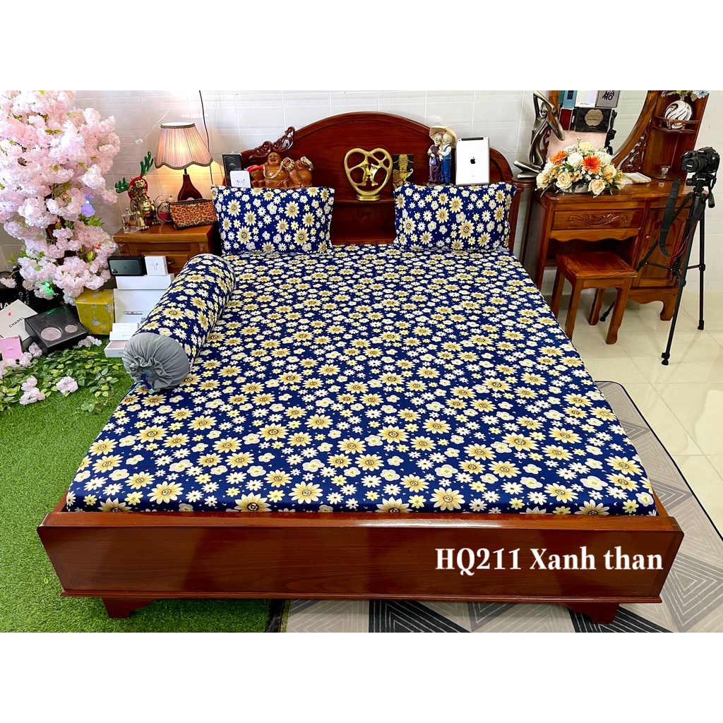 Drap Hoàng Kim 4 Món Thun Lạnh Họa Tiết Hoa Cúc Nhí HQ211
