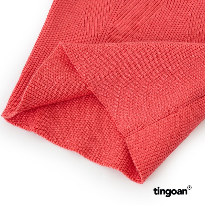 TINGOAN® - Áo len xù ngắn tay cổ lượn viền hồng DATE MAKER TOP/PK