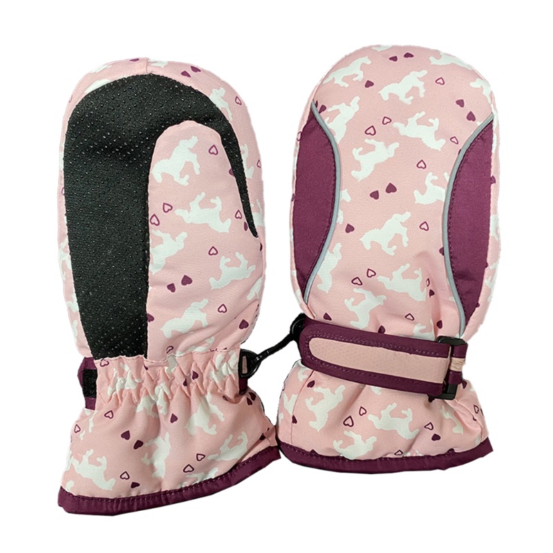 Găng Tay Trượt Tuyết Dày Dặn Giữ Ấm Chống Thấm Nước In Họa Tiết Ngựa Pony Dễ Thương Cho