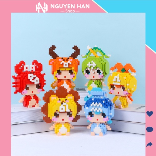 lego lắp ráp mô hình 12 cung hoàng đạo 3D xếp hình lắp ghép gấu bearbrick 12cm 20cm 33cm 46cm 55cm 7