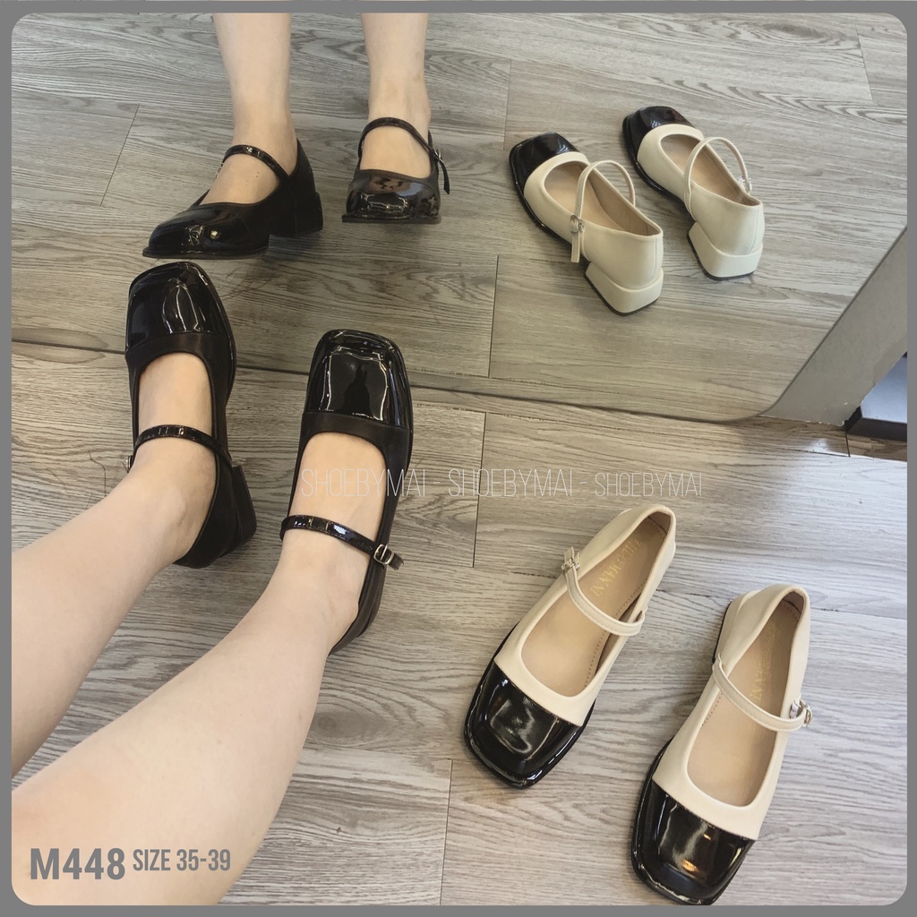 Giày búp bê quai ngang đế cao 3p M448 SHOEBYMAI