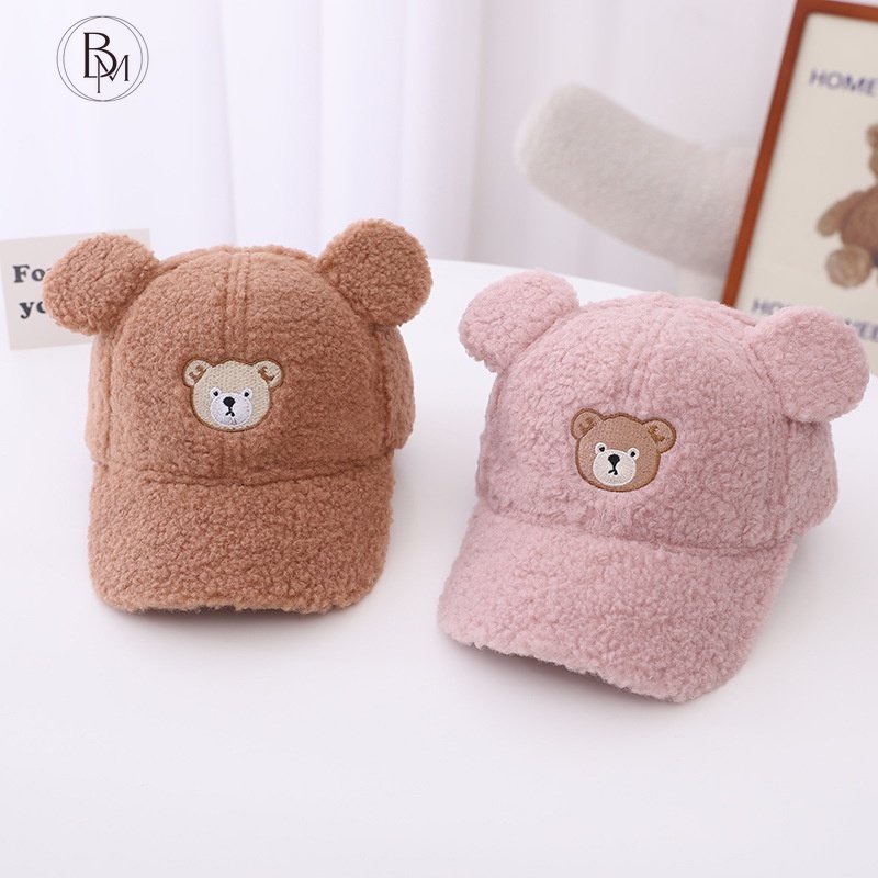 Mũ lưỡi trai BANMA bằng lông cừu giữ ấm thời trang thu đông cho bé 3-6 tuổi