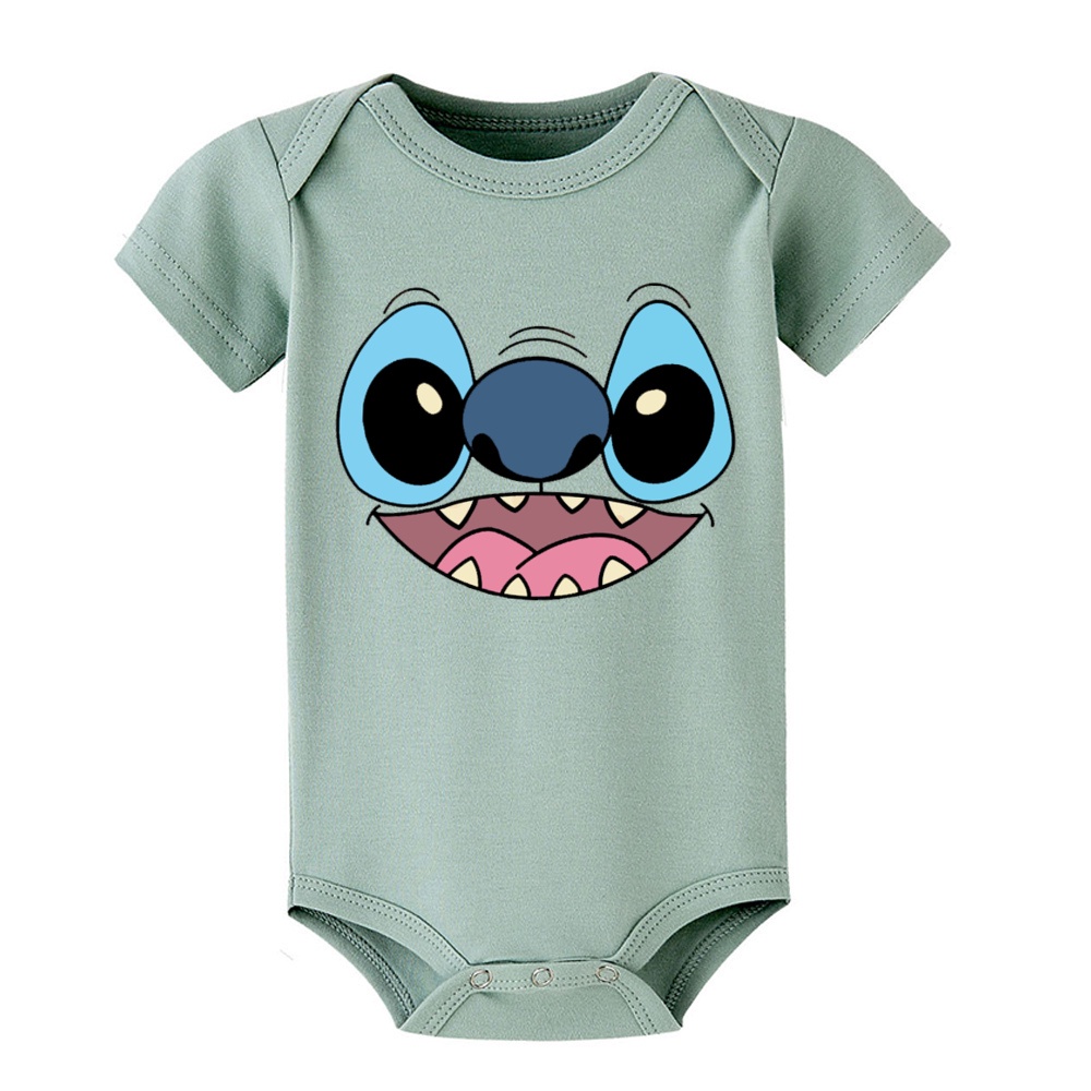 Lilo & stitch Áo Liền Quần Ngắn Tay Bằng cotton Đáng Yêu Vui Nhộn Cho Bé Sơ Sinh
