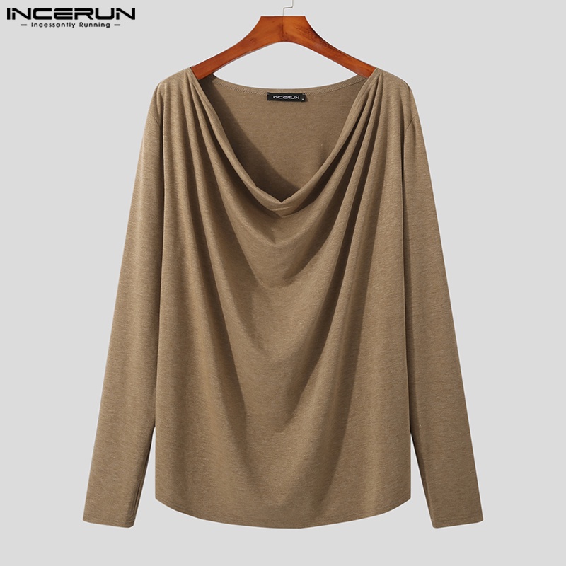 Áo sơ mi INCERUN tay dài dáng ôm phong cách cổ điển thời trang mùa thu cho nam