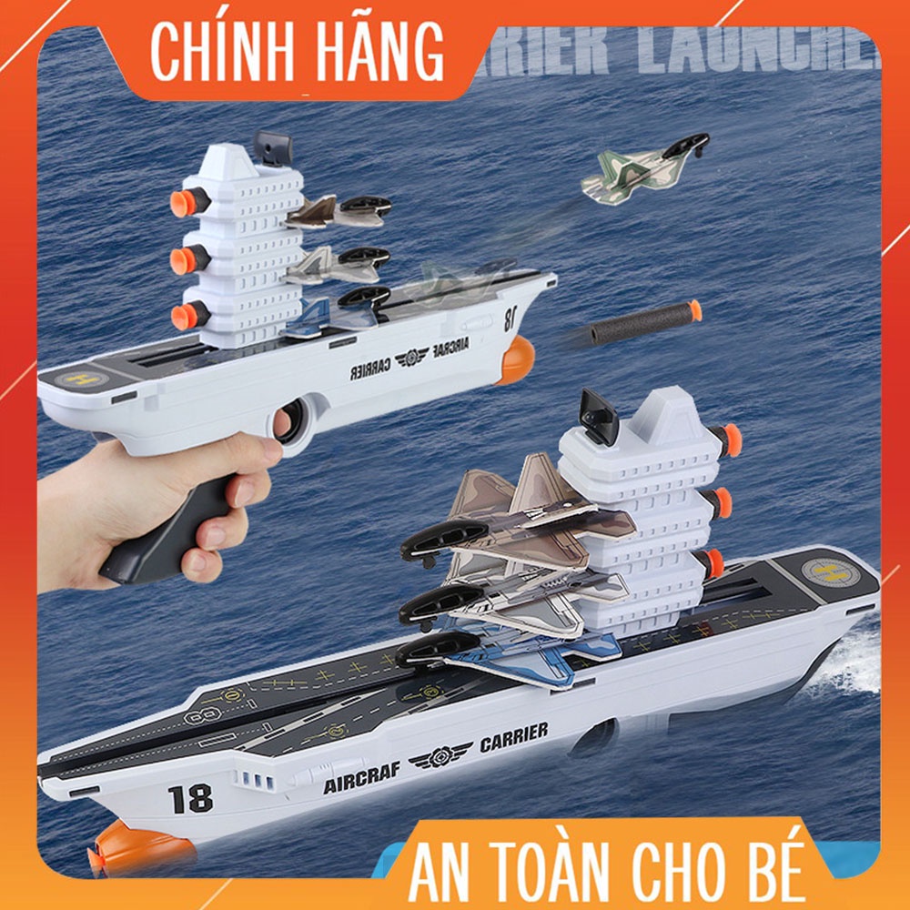 Tàu Sân Chiến Đấu 2 chế độ Phi Máy Bay Và Phóng Que Xốp, Mô Hình Chiếm hạm hàng không, Đồ chơi mô hình quân sự cho bé