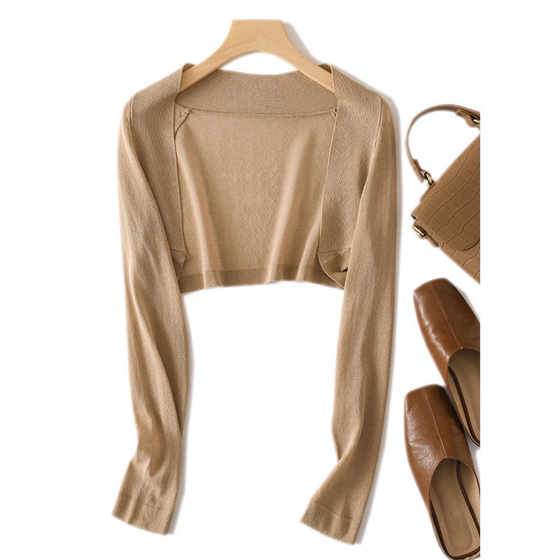 Áo Khoác Cardigan Tay Dài Chống Nắng Tia UV Phong Cách Pháp