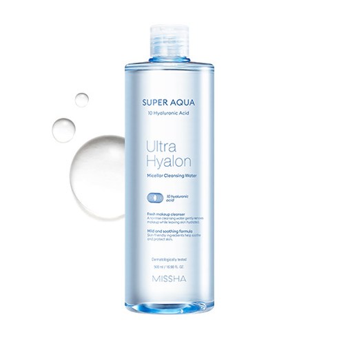 Nước tẩy trang dưỡng ẩm da Missha Super Aqua Ultra Hyalron Micellar Cleansing Water 500ml