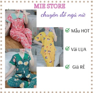 Đồ ngủ nữ, đồ mặc nhà pyjama tay ngắn quần dài MIE vải lụa xinh xắn