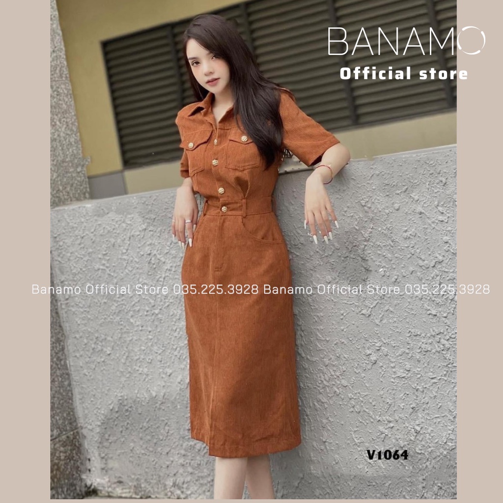 Đầm váy nữ Banamo Fashion váy sơ mi tăm lì xẻ trước 552 | BigBuy360 - bigbuy360.vn