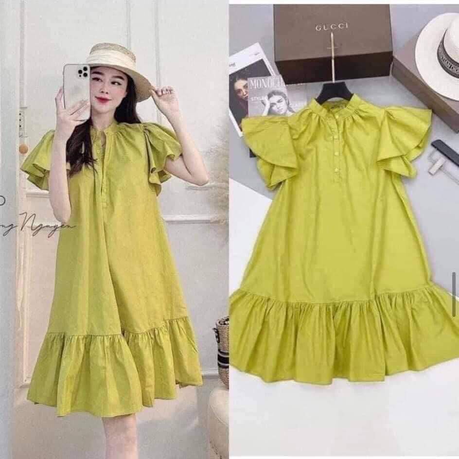 Váy đầm bầu thiết kế xanh non phần đuôi cá xòe xinh xắn, váy size 40-75kg váy công sở,đi chơi, đi du lịch
