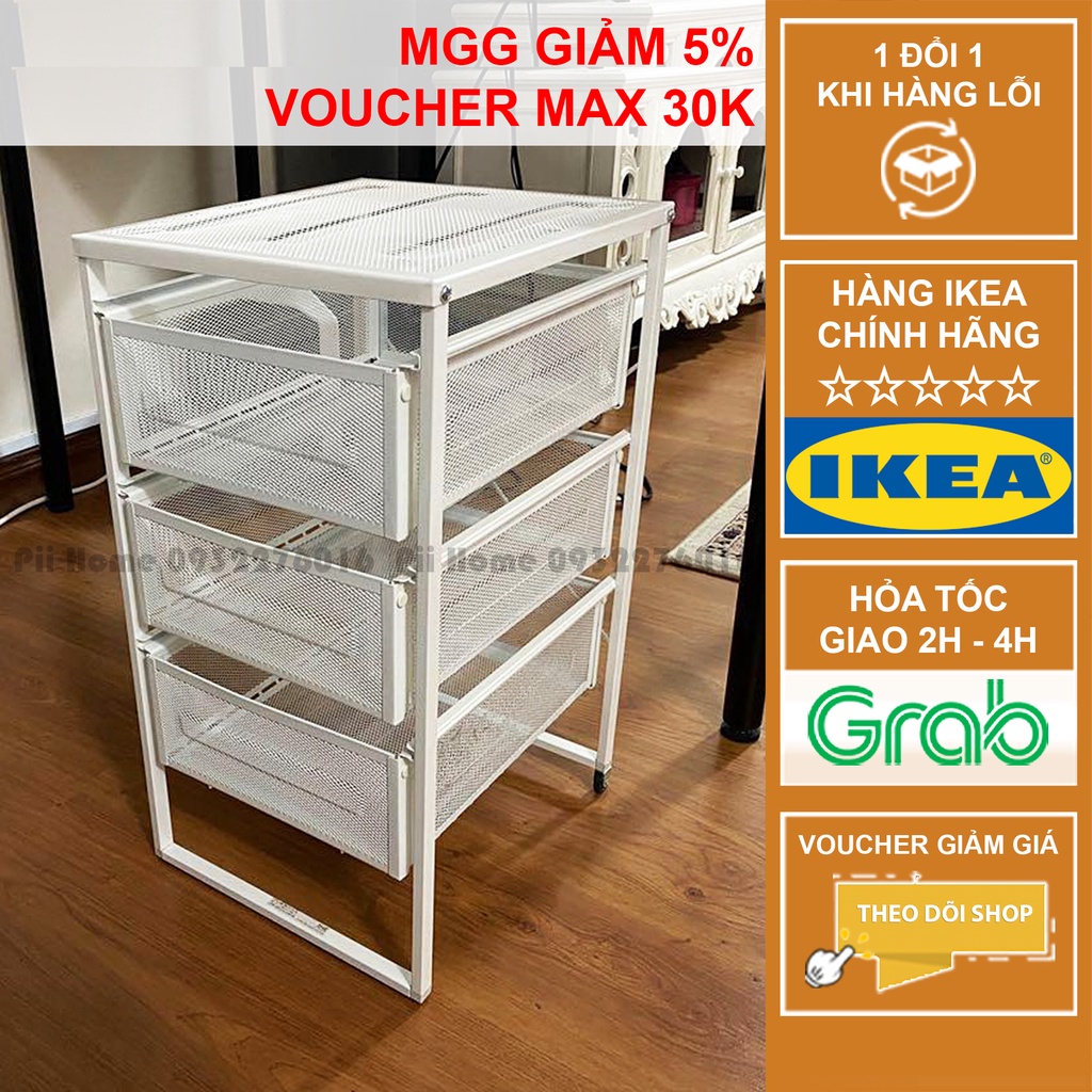 Tủ 3 ngăn kéo đựng đồ bằng thép, có bánh xe - IKEA chính hãng