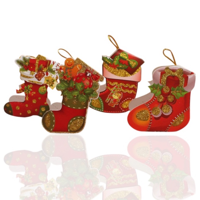 Set 10 Thiệp Chiếc Vớ T20 Trang trí Cây Thông, Trang Trí Noel Giáng Sinh