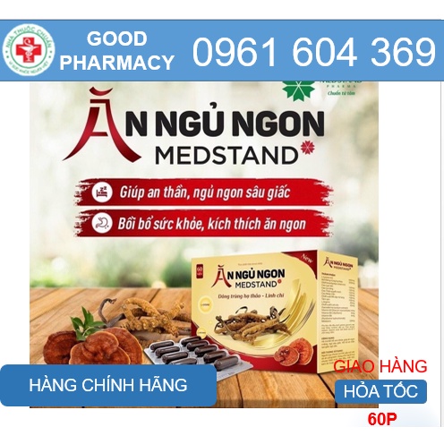 Ăn ngủ ngon MEDSTAND - Bồi bổ sức khỏe, ăn ngon, ngủ tốt từ Linh Chi, Đông trùng hạ thảo (Hộp 60 Viên)