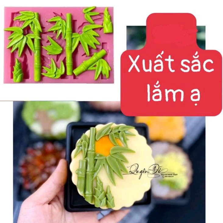 Khuôn lá tre, lá trúc silicon ấn đậu, đổ rau câu trang trí xôi, thạch
