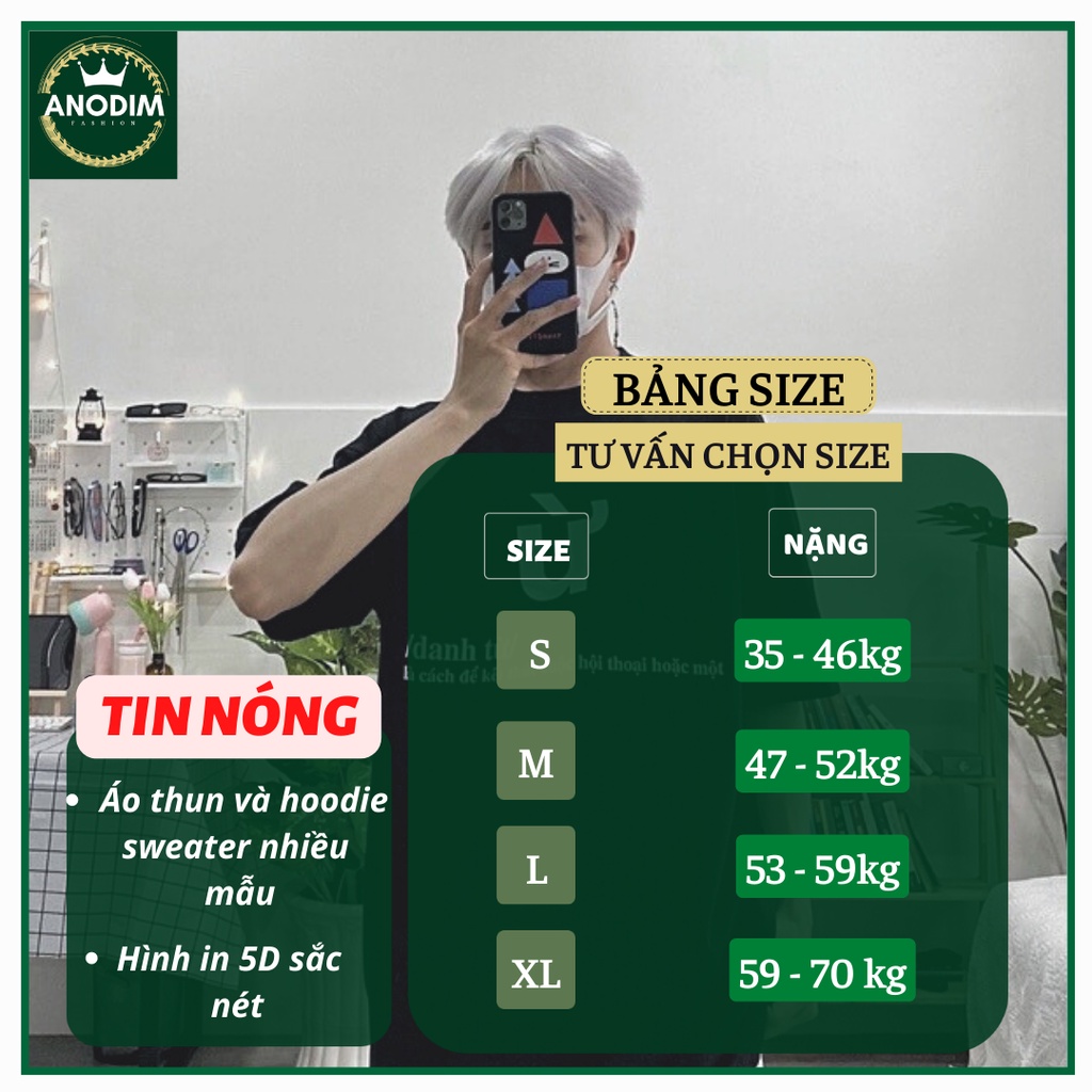 Áo đôi ANODIM , áo cặp thun tay lỡ form rộng in chữ Ừ basic đáng yêu