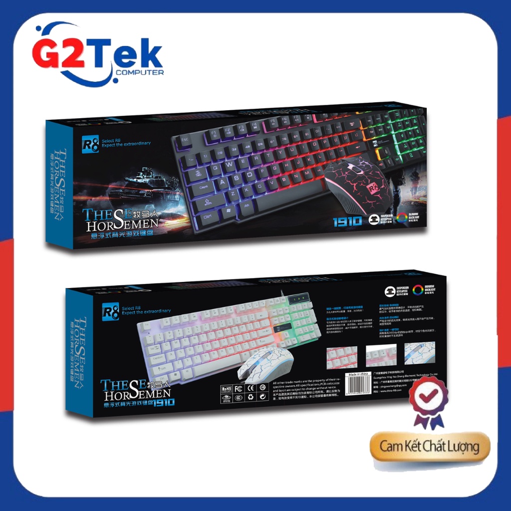Bộ Bàn Phím Giả Cơ Và Chuột Chuyên Game R8 1910 LED 7 Màu Đen