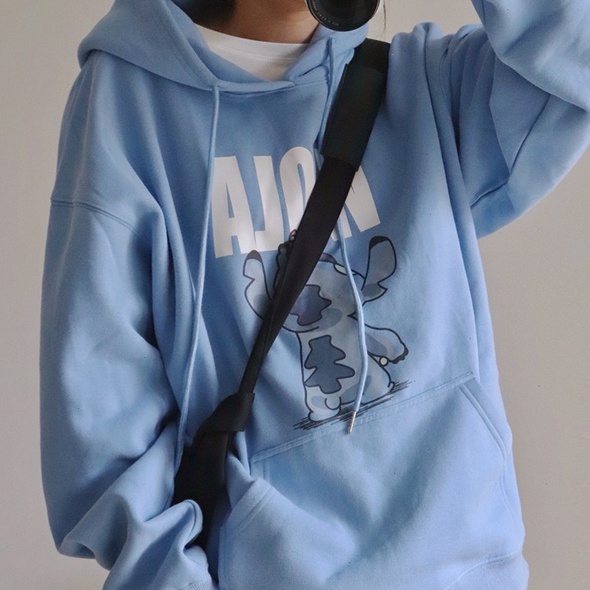 ZHELIHANGFEI Áo Hoodie Form Rộng Họa Tiết Hoạt Hình Dễ Phối Đồ
