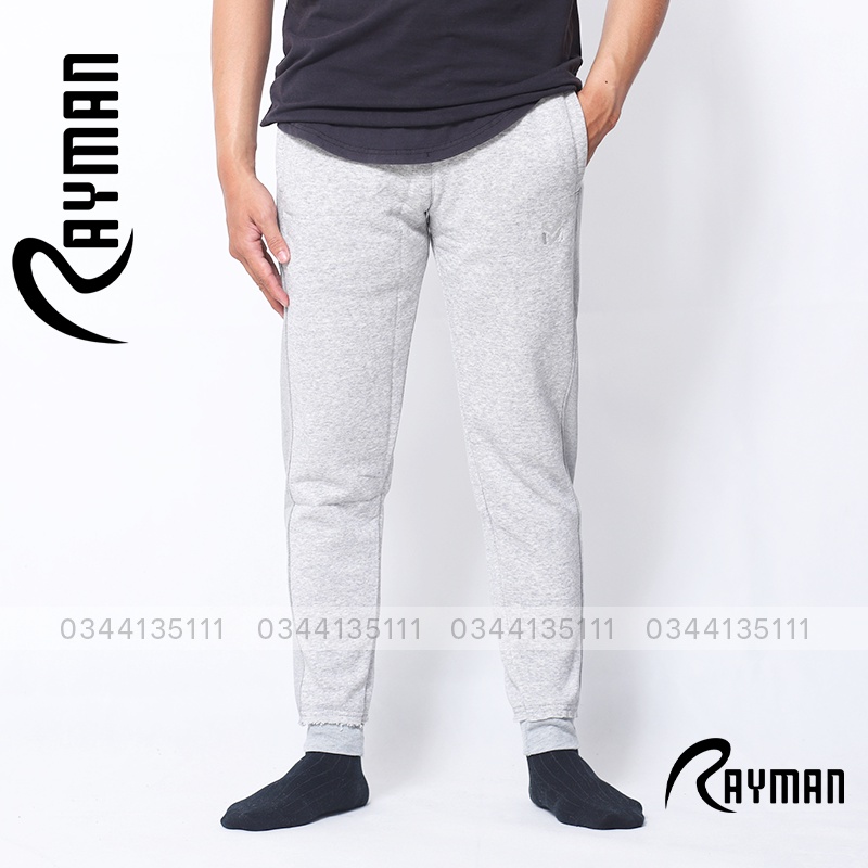 Quần Nam Jogger Thun Nỉ RAYMAN Quần Thun Dài Nam Màu Đen, Xám Chuột, Xám