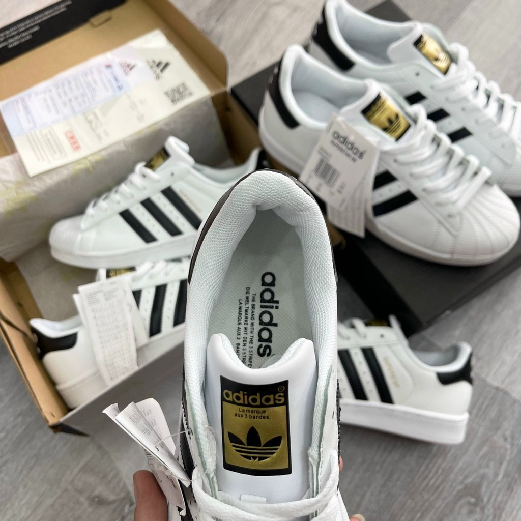 Giày thể thao superstar mũi sò tem vàng sọc đen trắng.Giày thể thao Sò A.DI.DAS đen trắng S.Cấp