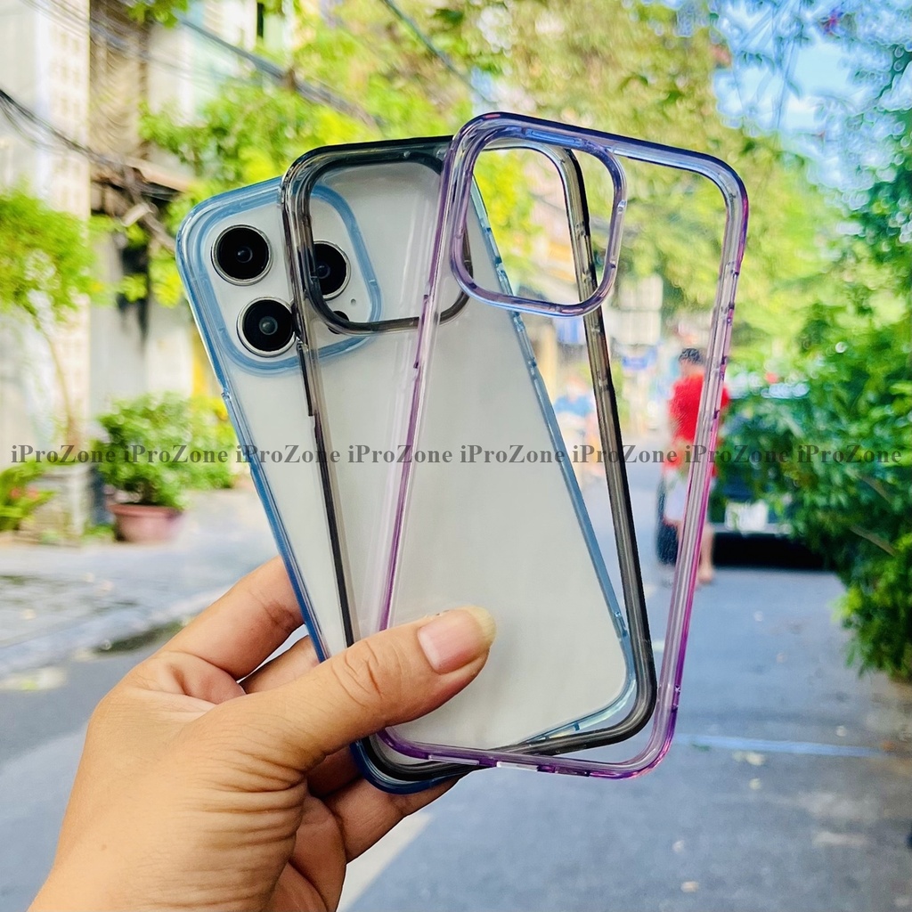 Ốp lưng trong suốt viền mầu chống sốc cho Smart Phone 14 Pro Max , 14 Plus , 14 Pro chính hang likgus chống ố vàng