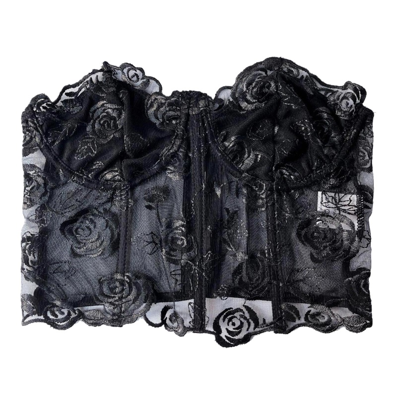 Áo Lót Ren Lưới Xương Cá Thêu Hoa Hồng Gợi Cảm Cho Nữ