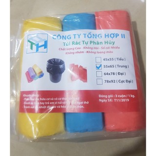 (BUU DINH) SET 3 CUỘN TÚI ĐỰNG RÁC TỰ PHÂN HUỶ 1KG/3 CUỘN/3 MÀU SIZE TIỂU, TRUNG, ĐẠI
