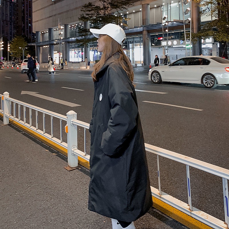 [H Ng Giao ngay] Áo Khoác Đệm Cotton Dày Dài Vừa Phong Cách Hong Kong Thời Trang Mới Cho Nữ