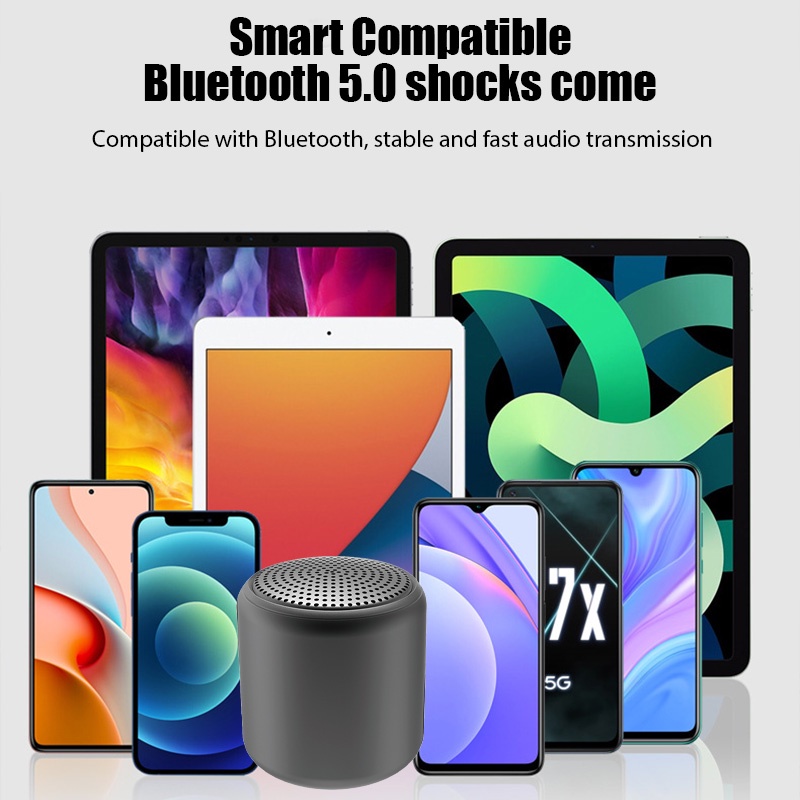 Loa Bluetooth Không Dây Mini TWS Hình Tròn Âm Trầm Cho Điện Thoại Di Động