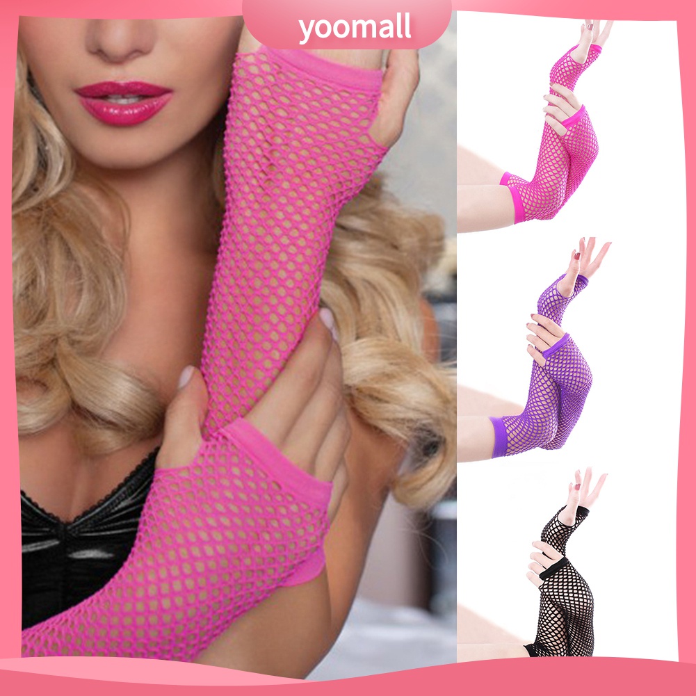 Yomall♡ Găng Tay Lưới Hở Ngón Màu Sắc Thời Trang