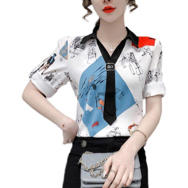 Áo Sơ Mi Chiffon Ngắn Tay In Họa Tiết Thời Trang Mùa Hè